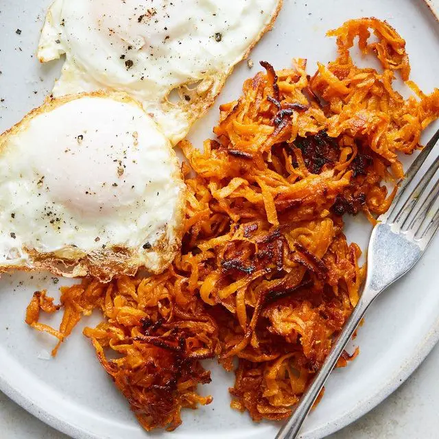 Crispy Fried Sweet Potato Hash Browns