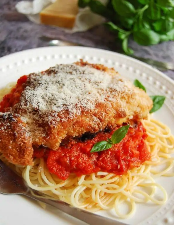 Crispy Parmesan Chicken Milanese with Spaghetti