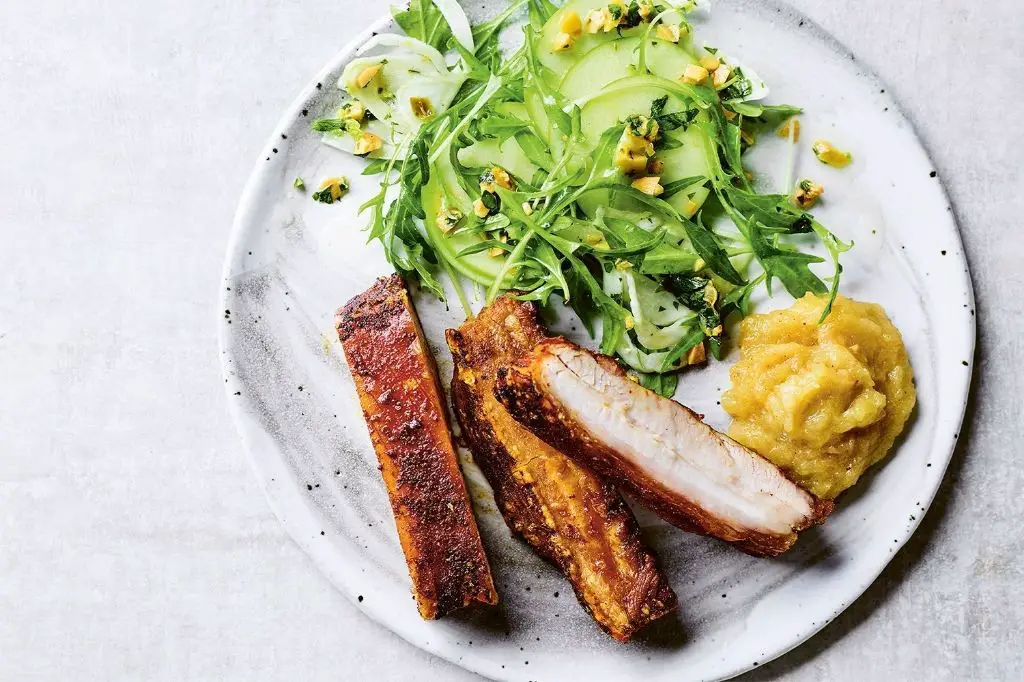 Crispy Pork Belly with Apple Compote