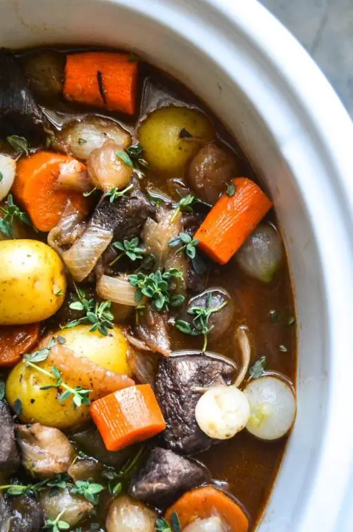 Crock Pot Beef Bourguignon with Pearl Onions