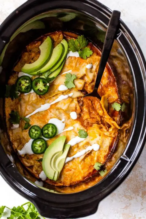 Crock Pot Chicken Fajita Enchiladas