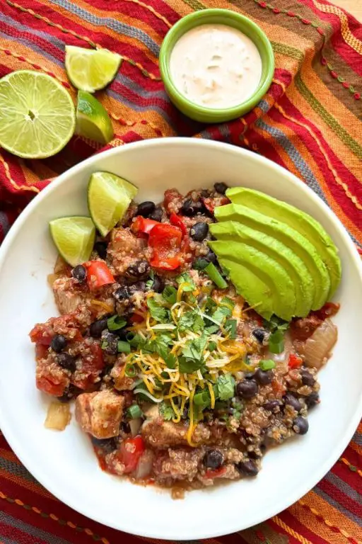 Crock Pot Chicken Fajita Quinoa Bowl
