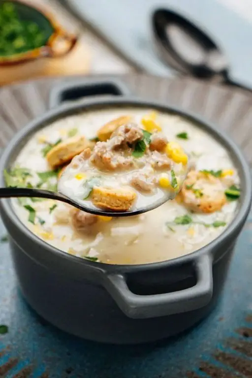 Crockpot Sausage and Corn Chowder