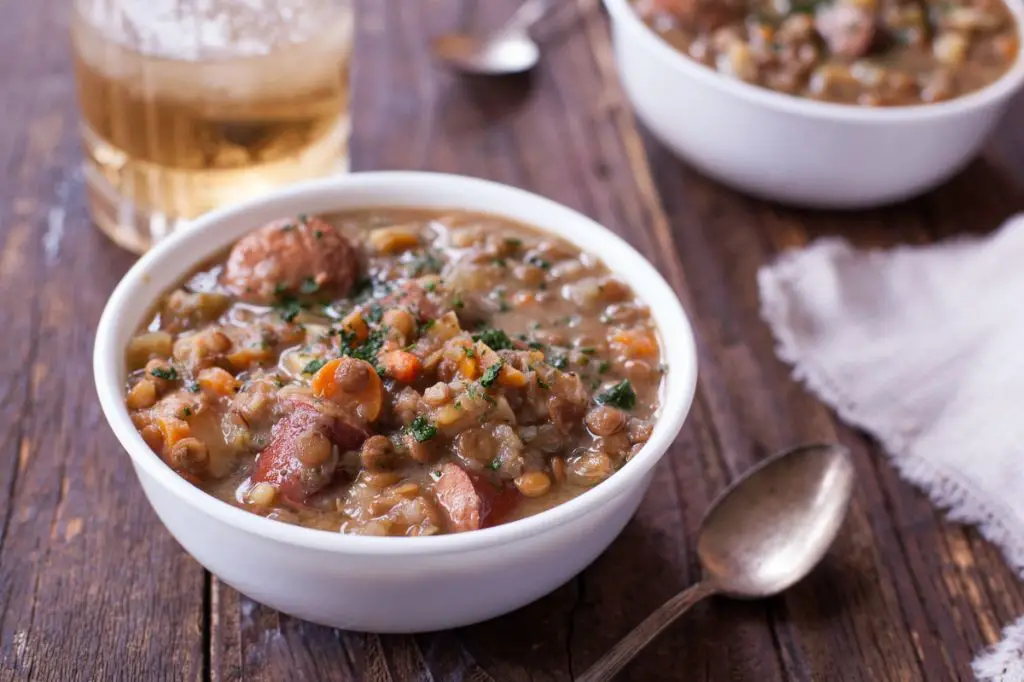 Crockpot Sausage and Lentil Soup