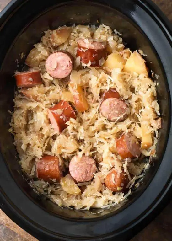 Crockpot Sausage and Sauerkraut