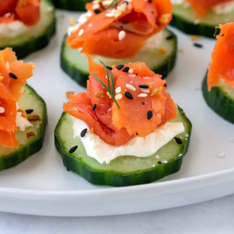 Cucumber Slices with Smoked Salmon