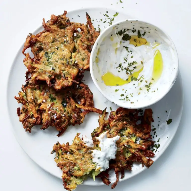 Cucuzza Fritters with Herbed Yogurt Dip