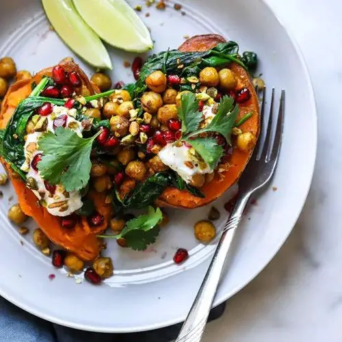 Curried Chickpea Stuffed Sweet Potatoes