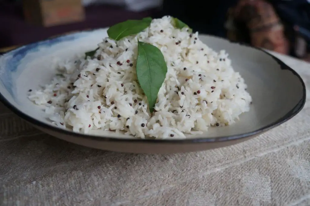 Curry Leaf Rice with Coconut Flakes