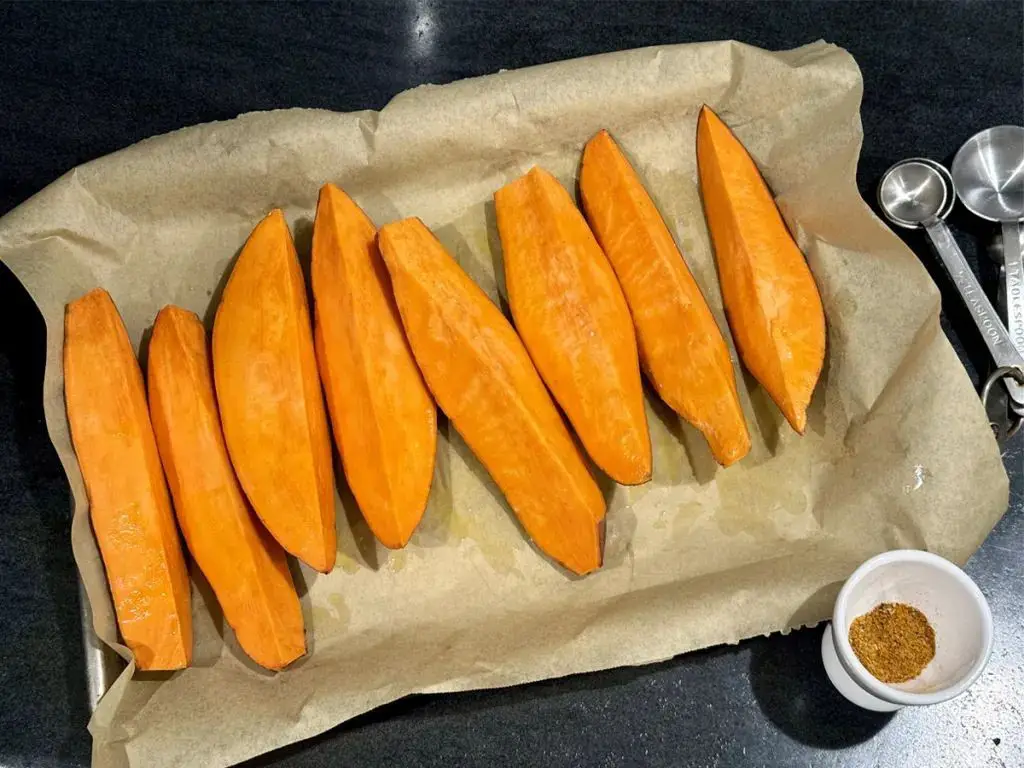 Curry Spiced Sliced Sweet Potato Slices