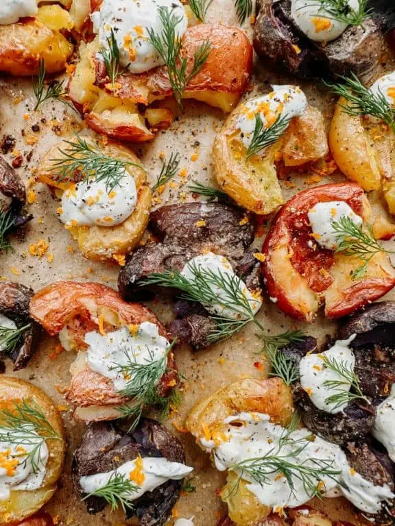 Dill and Sour Cream Smashed Potatoes