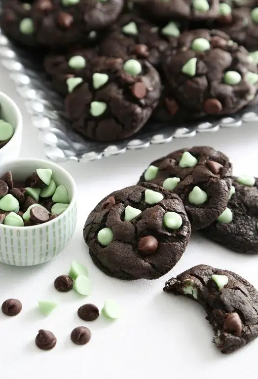 Double Chocolate Chip Cookies with Mint