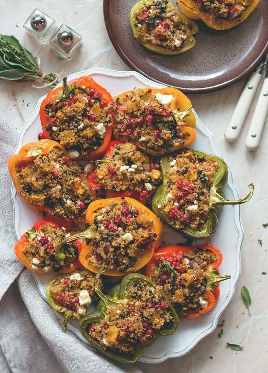 Dry Cranberry Bean and Quinoa Stuffed Peppers