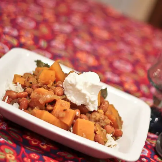 Dry Cranberry Bean and Sweet Potato Curry