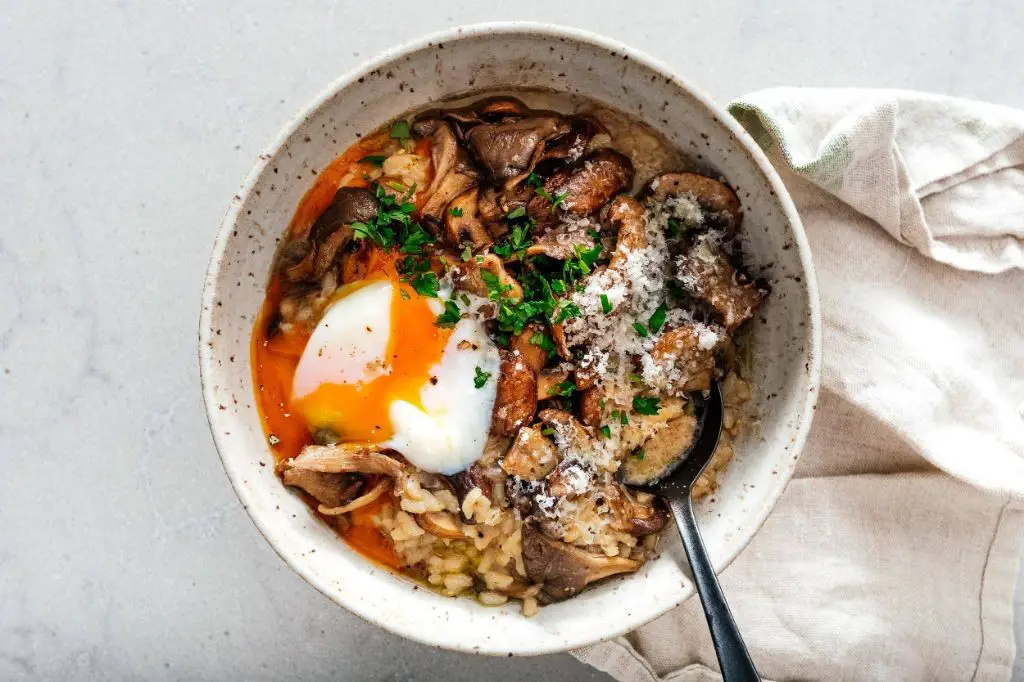 Duck Egg and Mushroom Risotto