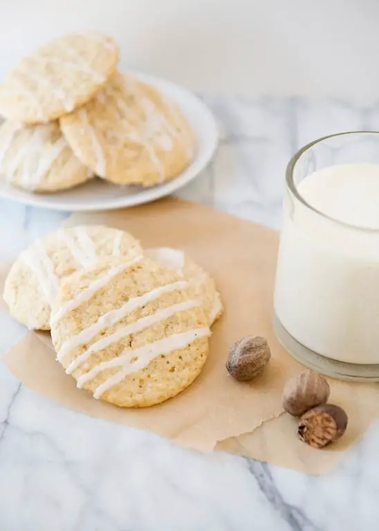 Eggnog Cookies with Nutmeg Glaze