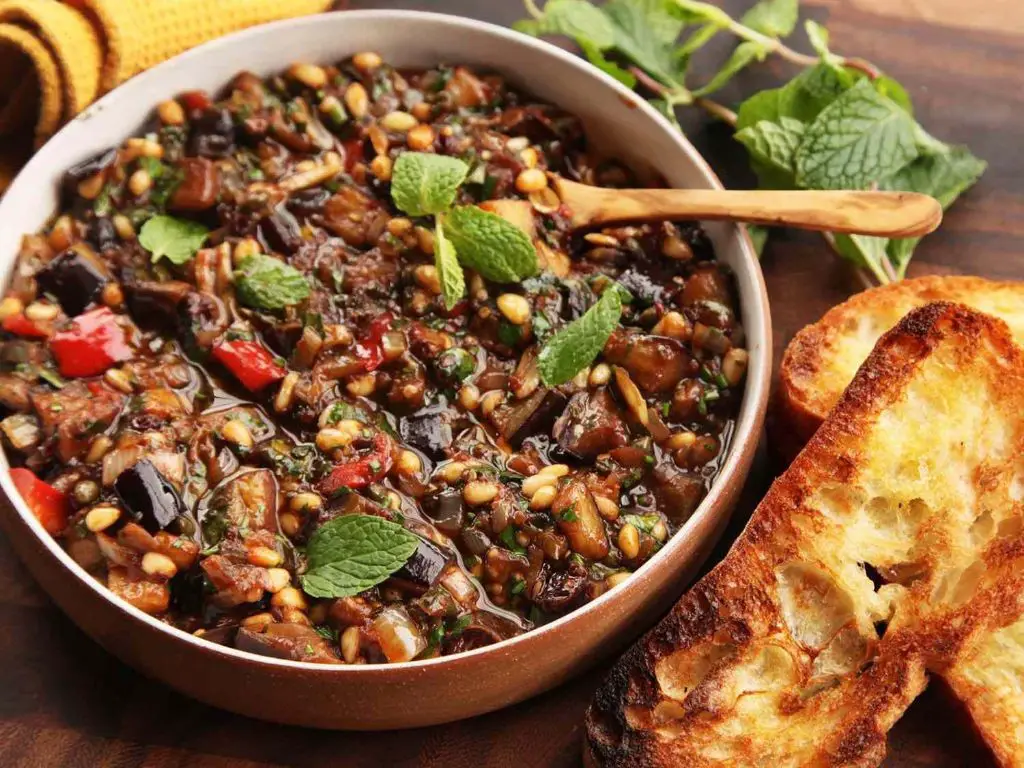 Eggplant Caponata with Toasted Pine Nuts