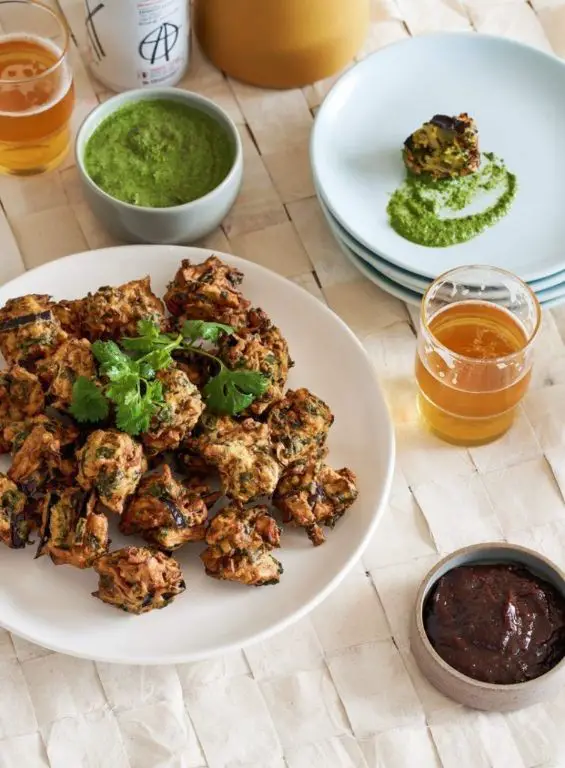 Eggplant Pakora with Coriander Dip