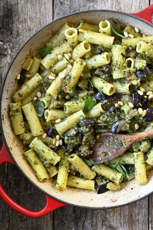 Eggplant and Basil Pesto Pasta