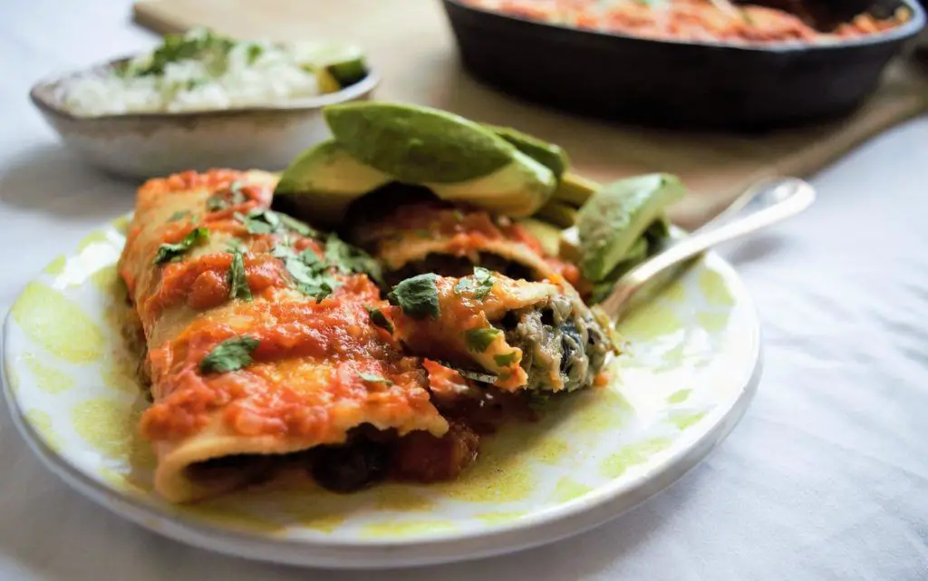 Eggplant and Black Bean Enchiladas