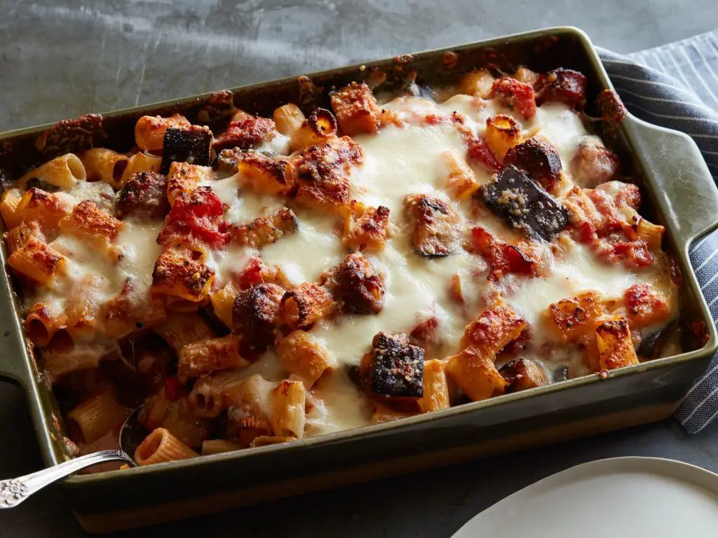 Eggplant and Sausage Rigatoni