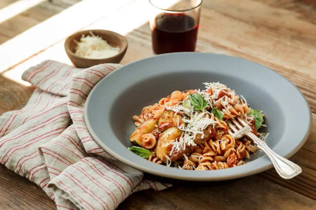 Eggplant and Zucchini Pasta