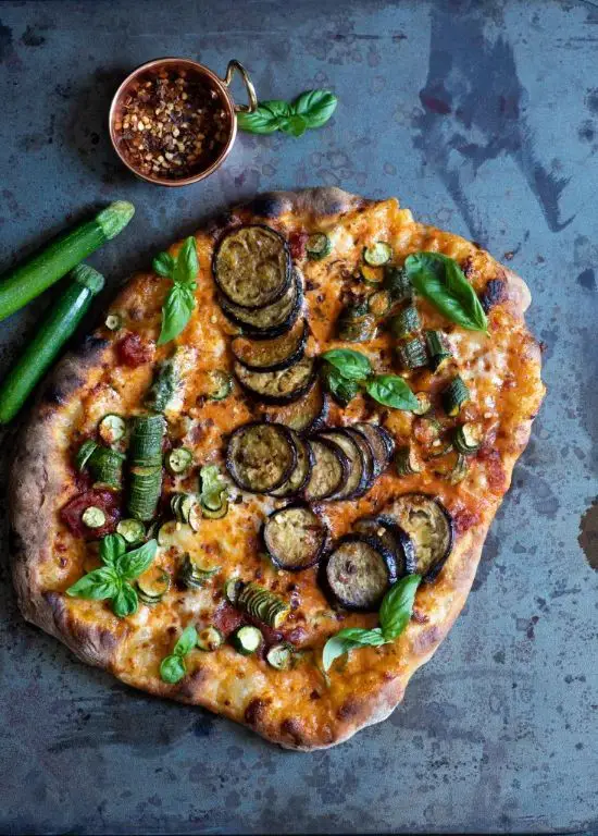 Eggplant and Zucchini Pizza