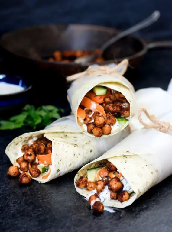 English Cucumber and Chickpea Wraps