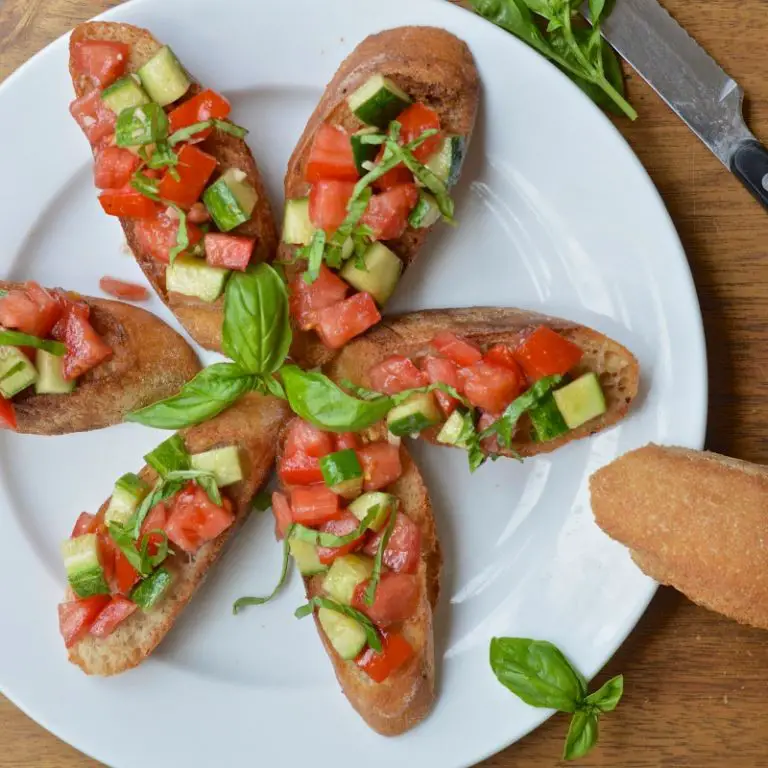 English Cucumber and Tomato Bruschetta