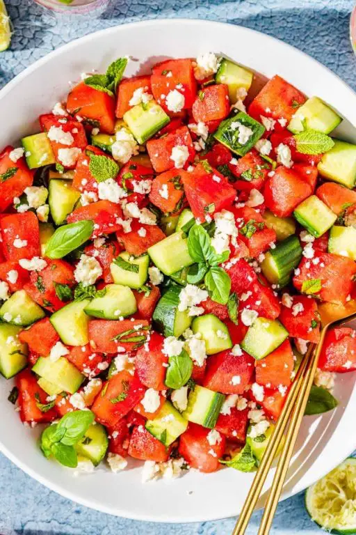 English Cucumber and Watermelon Salad