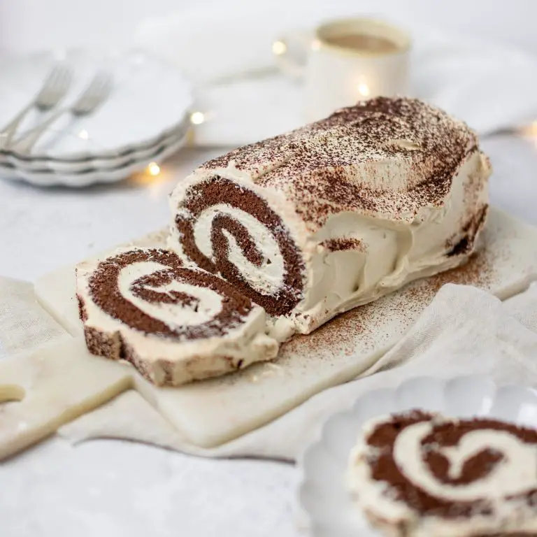 Espresso Mocha Cake Roll with Chocolate Shavings