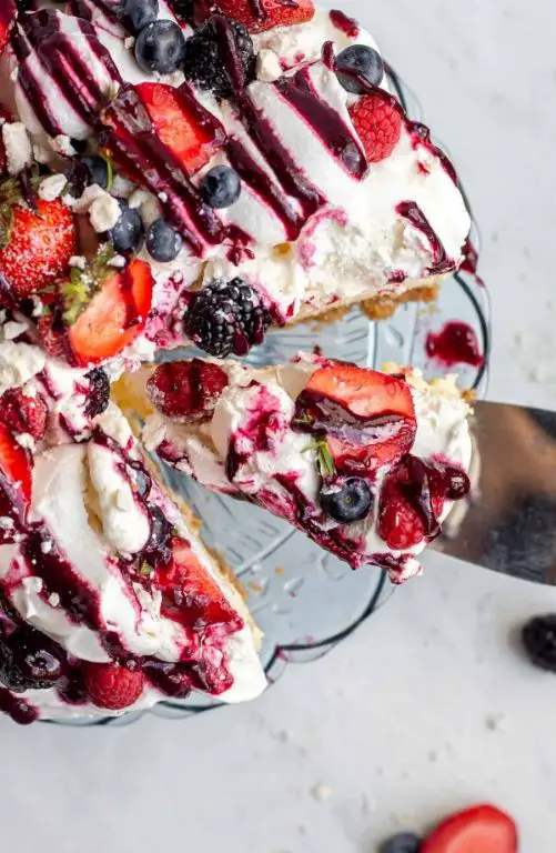 Eton Mess Inspired Pavlova with Mixed Berries