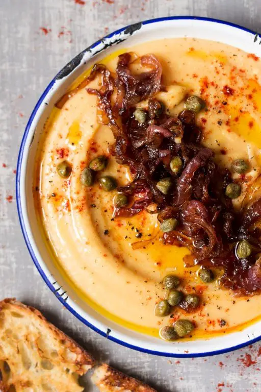 Fava with Caramelized Onions and Capers