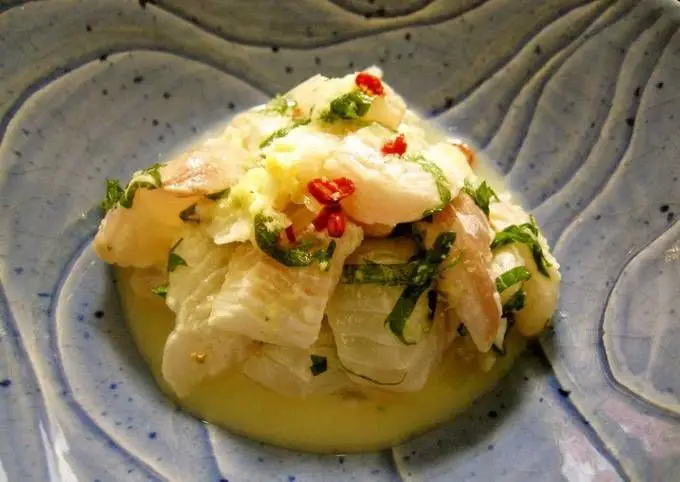 Flounder Sashimi with Shiso Leaves
