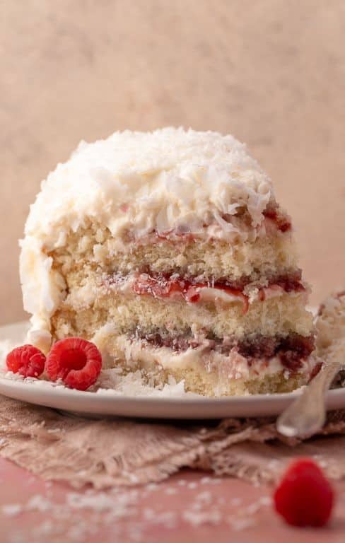 Fluffy Coconut Snowball Cake with Vanilla Glaze
