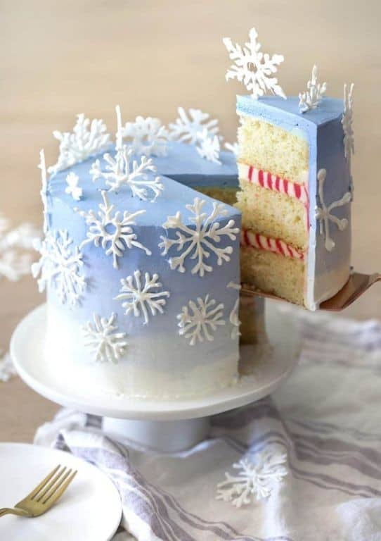 Fluffy Vanilla Snowflake Cake with Buttercream Icing