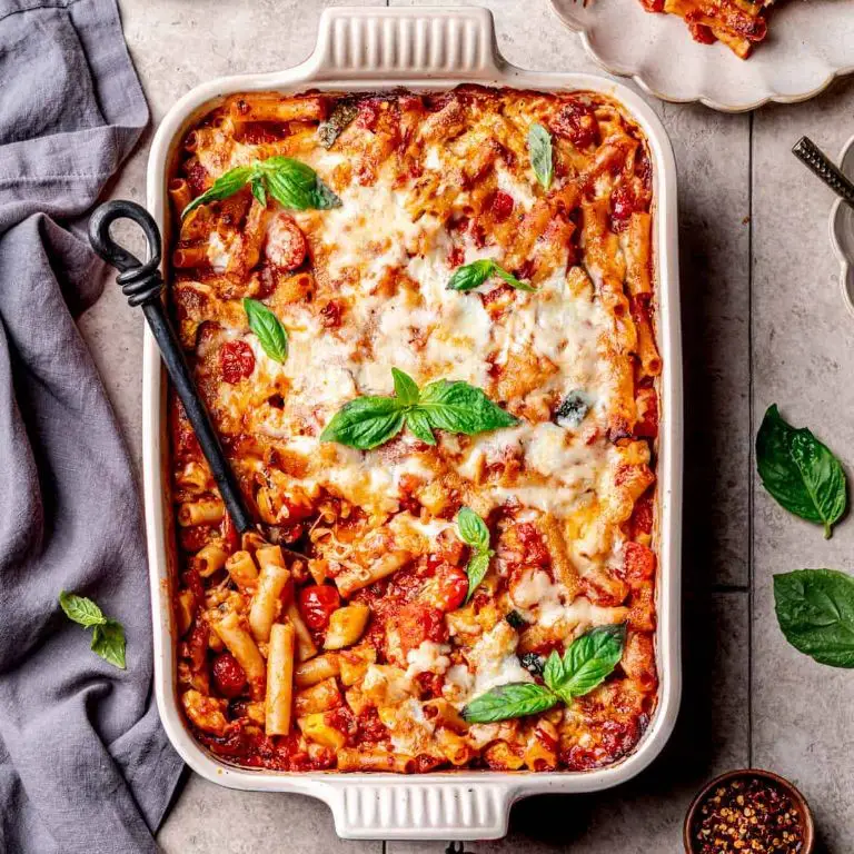 Four Cheese Baked Ziti with Fresh Basil