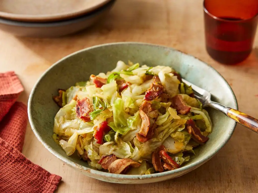 Fried Cabbage with Crispy Bacon and Onions