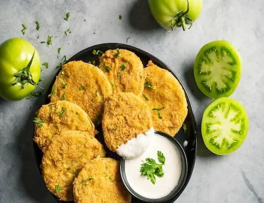 Fried Green Tomatoes with Ranch Dressing
