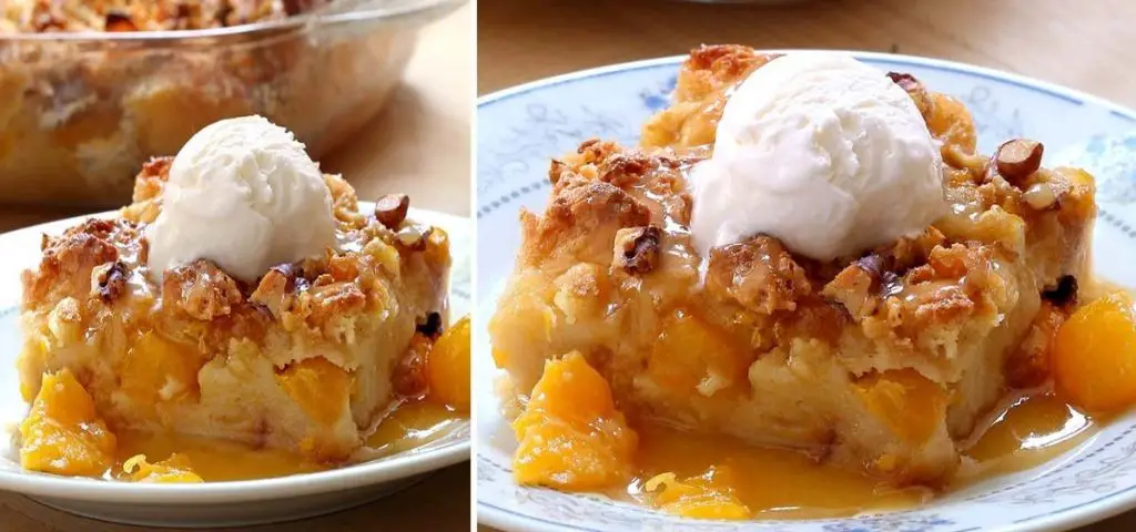 Frozen Peach Bread Pudding