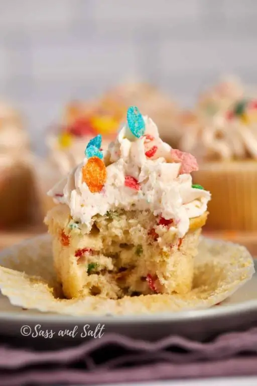 Fruity Pebbles Rice Crispy Cupcakes with Cream Cheese Frosting