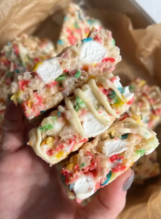 Fruity Pebbles Rice Crispy Parfait with Whipped Cream