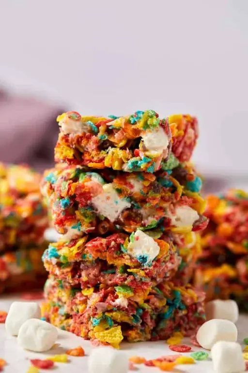 Fruity Pebbles Rice Crispy Waffles with Maple Syrup