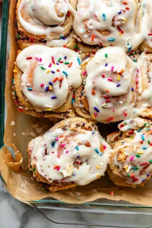 Funfetti Cake Mix Cinnamon Rolls with Cream Cheese Icing