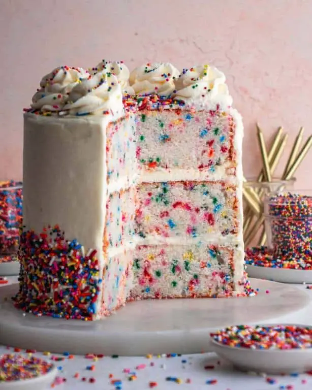 Funfetti Cake Mix Layer Cake with Rainbow Buttercream