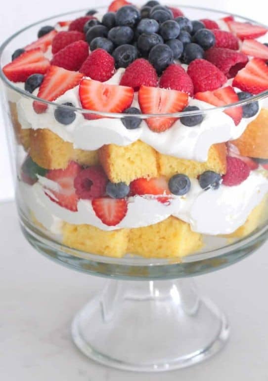 Funfetti Cake Mix Trifle with Layers of Custard and Berries