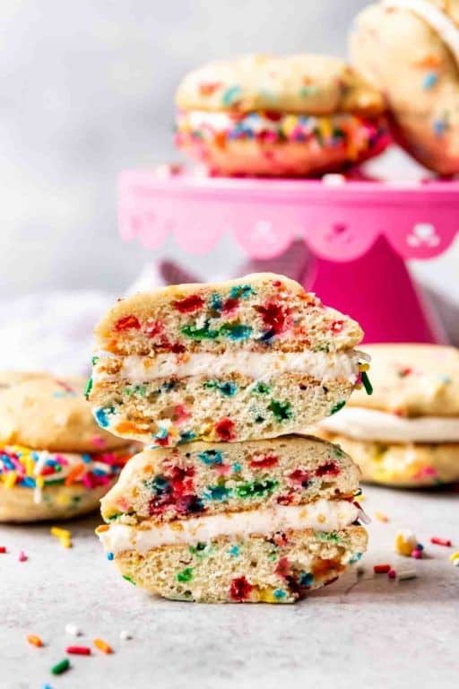 Funfetti Whoopie Pies with Rainbow Sprinkles and Vanilla Filling