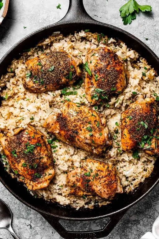 Garlic Butter Chicken Legs with Jasmine Rice
