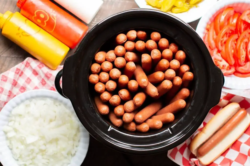 Garlic Butter Crockpot Hot Dogs