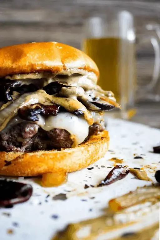 Garlic Butter Mushroom Swiss Burgers